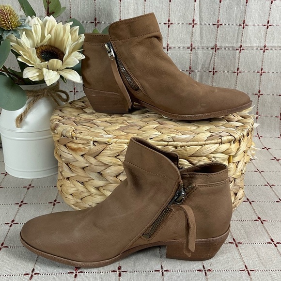 Sam Edelman Shoes - Sam Edelman “Packer” Ankle Boots Tan Leather Double Zip Bootie Sz 6.5 PreLoved